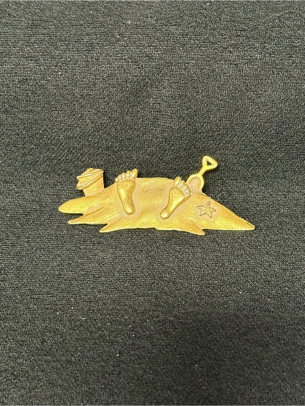 Brooch Pin “Feet in the Sand” by AJC in brushed gold tone